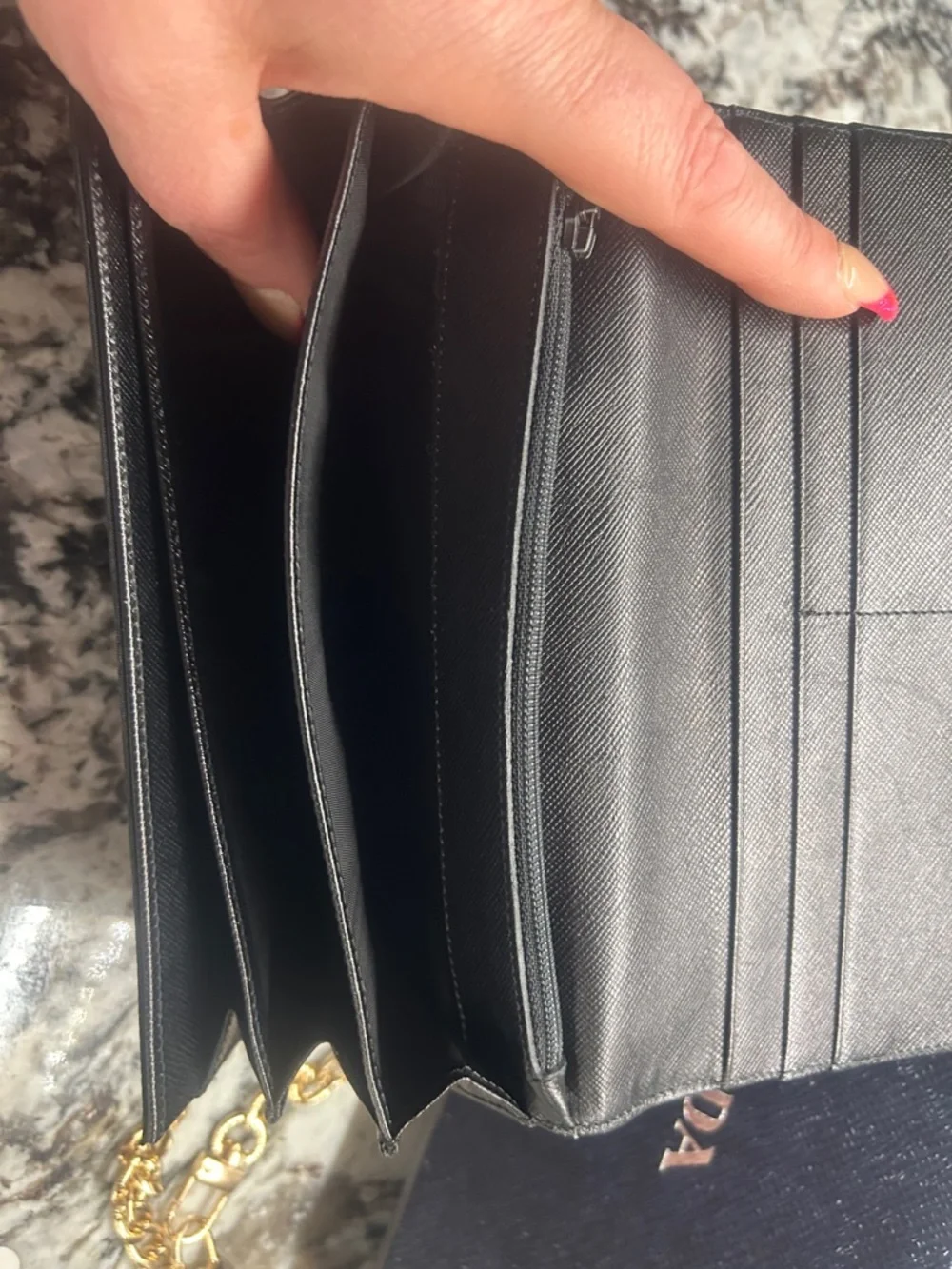 Prada Black Wallet on Chain with Gold Hardware COA and box - Picture 10 of 16